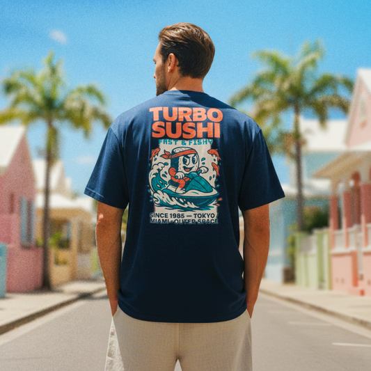 TURBO SUSHI - BLUE OVERSIZE TEE