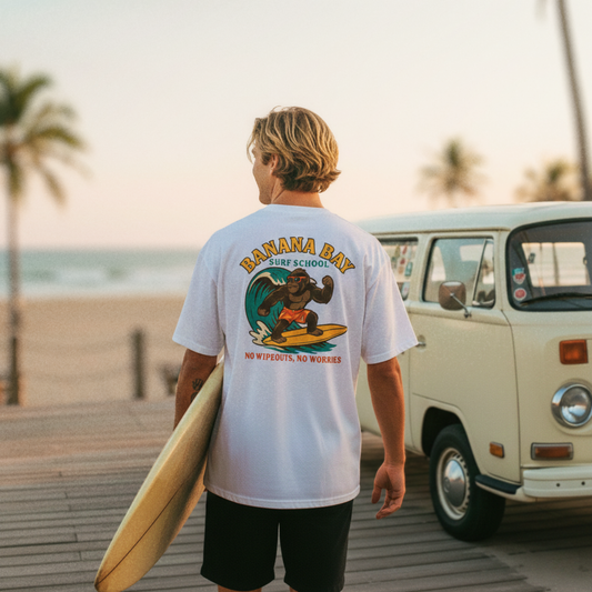 BANANA BAY - WHITE OVERSIZE TEE