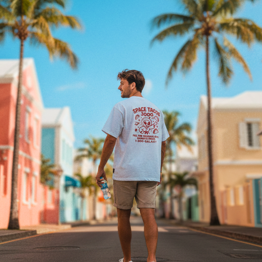 SPACE TACOS 3000 - WHITE OVERSIZE TEE