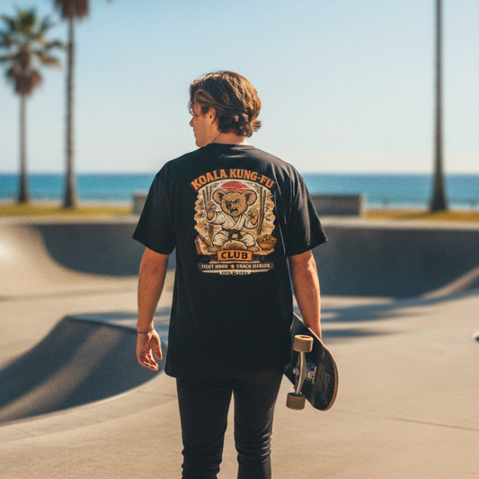 KOALA KUNG FU - BLACK OVERSIZE TEE